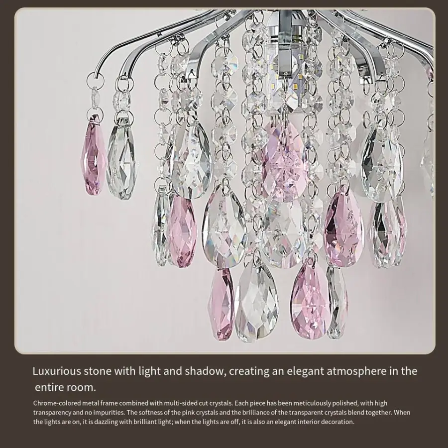 Luxury French Crystal Small Night Pendant Light Led bar HomeRoom Decor Adjustable Height Hanging Modern Iron Chandelier — view 3
