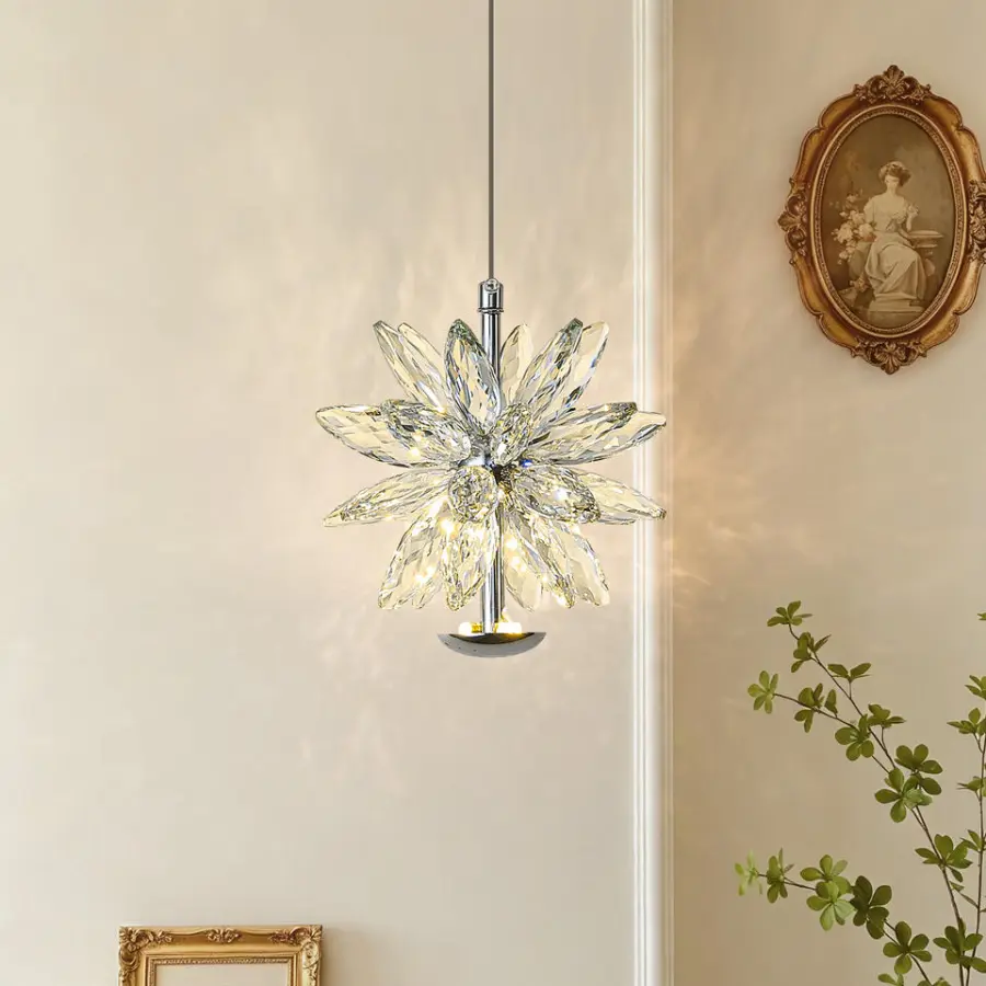 Luxury Crystal Small Night Light Led bar Pendant HomeRoom Decor Adjustable Height Lamp Hanging Modern Iron Chandelier Li — view 1