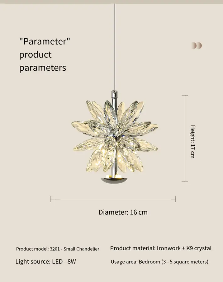 Luxury Crystal Small Night Light Led bar Pendant HomeRoom Decor Adjustable Height Lamp Hanging Modern Iron Chandelier Li — view 6