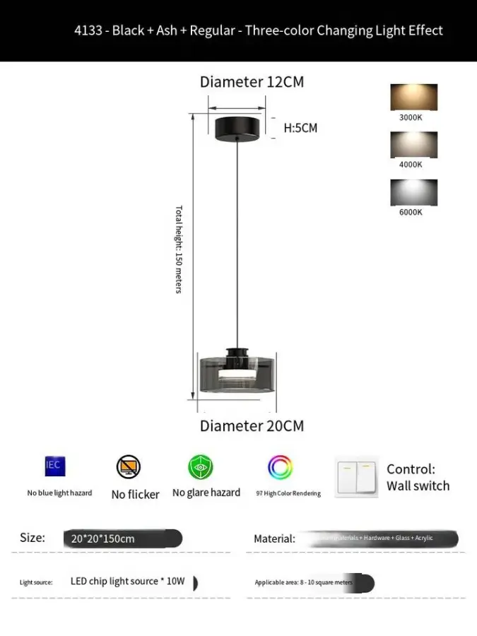 Modern Hotel bar Luxury Aluminum Acrylic Small Night Home Light Led Pendant Decor Ceiling Lamp Hanging Glass Chandelier — view 6