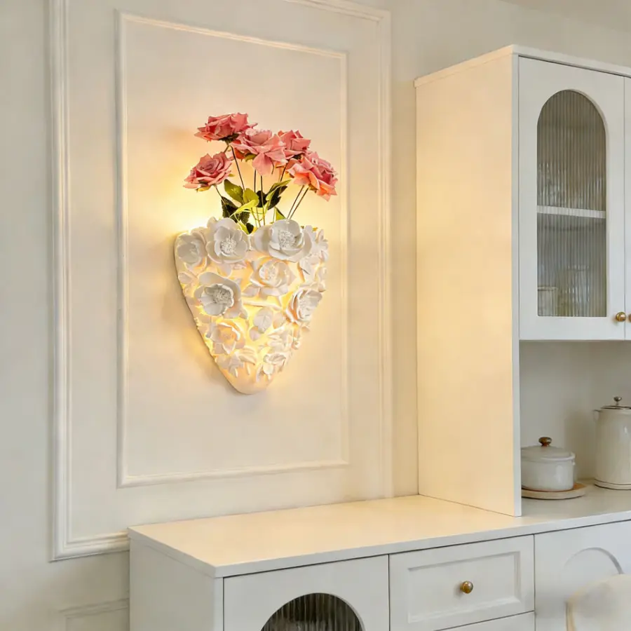 Modern Rose Resin Wall Lamp LED High-End Dimmable High CRI 85 for Living Room Bedroom Bedside Corridor — view 2