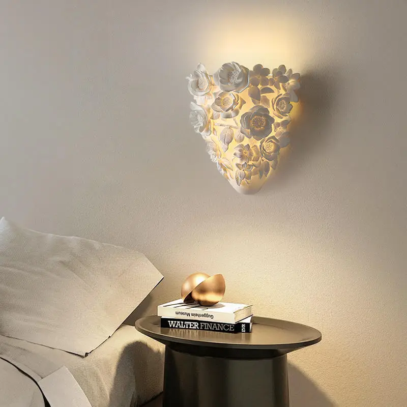 Modern Rose Resin Wall Lamp LED High-End Dimmable High CRI 85 for Living Room Bedroom Bedside Corridor — view 4