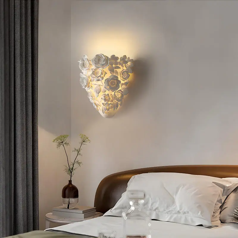 Modern Rose Resin Wall Lamp LED High-End Dimmable High CRI 85 for Living Room Bedroom Bedside Corridor — view 5