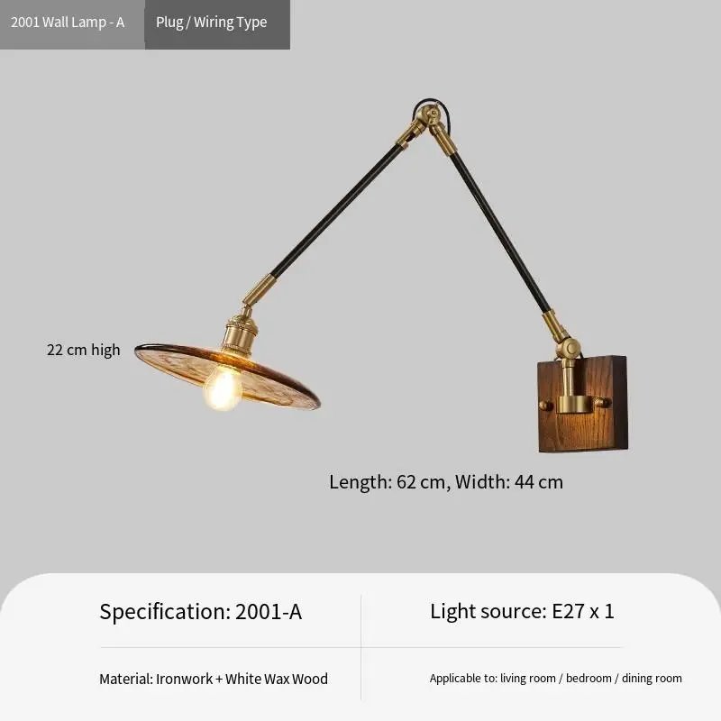 Ceiling Lamp Hanging Modern House Luxury Small Study Night Light Long Wall Light White Wax Wood Iron LED Dimmable Eye-Ca — view 3