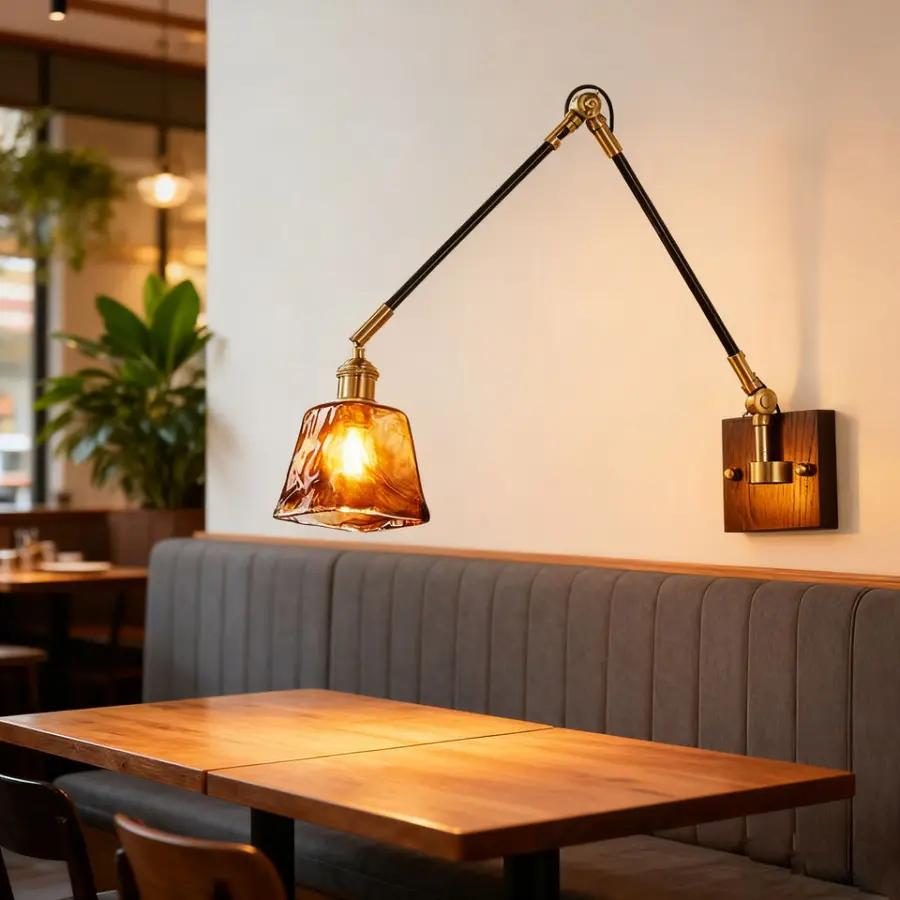 Small Study Night Wall Light White Wax Wood Iron LED Dimmable Light Modern Hotel bar Home Corner Office Bedroom Fixture — view 2