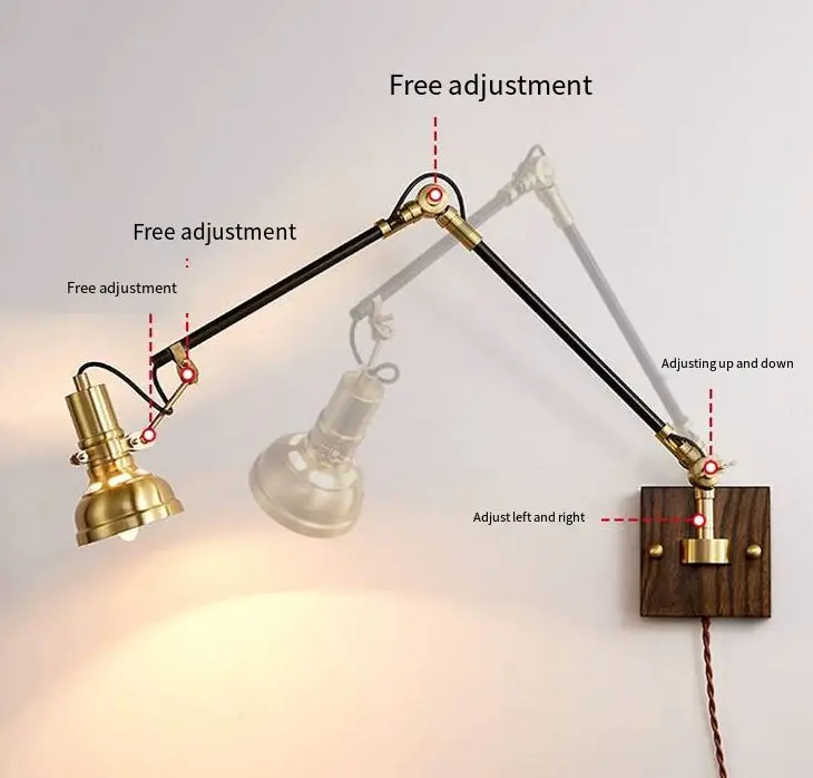 Small Study Night Wall Light White Wax Wood Iron LED Dimmable Light Modern Hotel bar Home Corner Office Bedroom Fixture — view 6