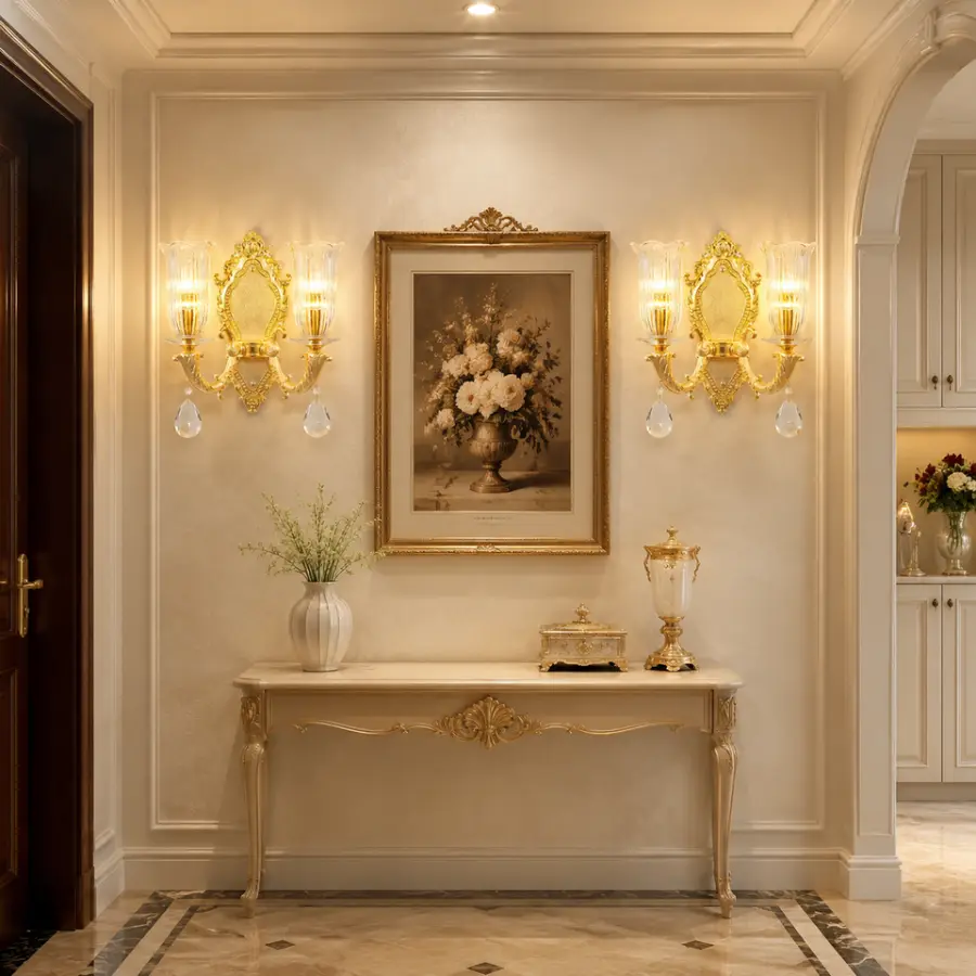 Luxury Modern Classic Aisle Entryway Beside Bed at Entrance Crystal Villa Dining Led Wall Light for Living Room Hotel Wa — view 1