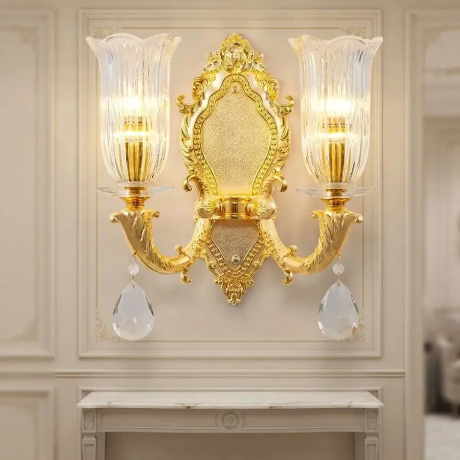Luxury Modern Classic Aisle Entryway Beside Bed at Entrance Crystal Villa Dining Led Wall Light for Living Room Hotel Wa — view 3
