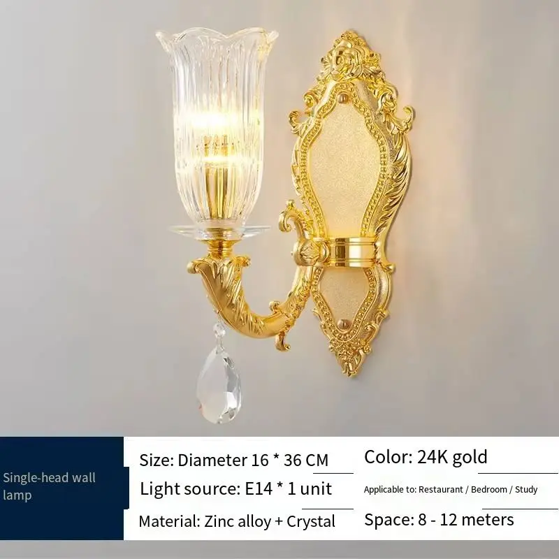 Luxury Modern Classic Aisle Entryway Beside Bed at Entrance Crystal Villa Dining Led Wall Light for Living Room Hotel Wa — view 5