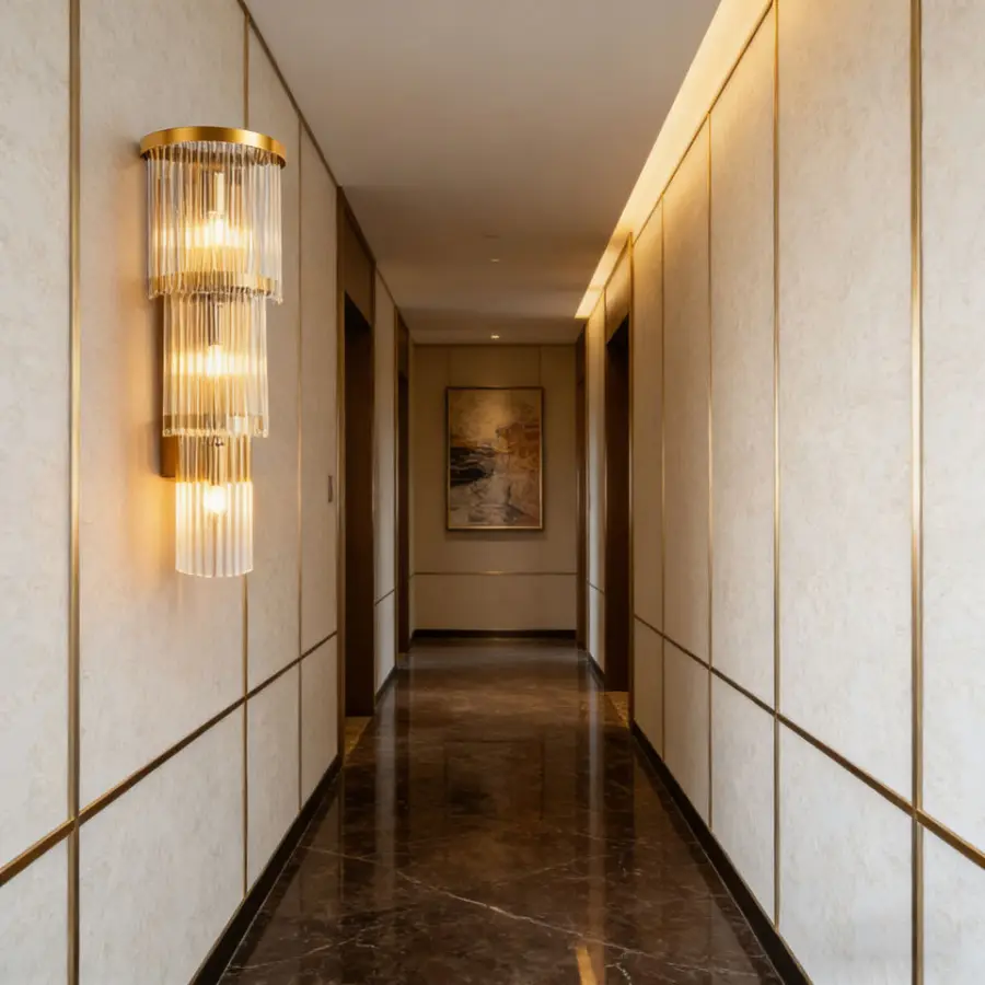 Modern Gold Crystal Wall Lamp Hotel Wall Mount Stainless Steel LED High CRI 80 Sconce — view 3