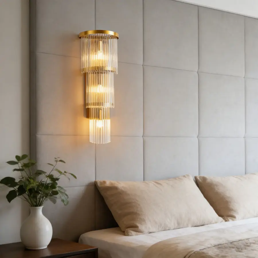 Modern Gold Crystal Wall Lamp Hotel Wall Mount Stainless Steel LED High CRI 80 Sconce — view 5
