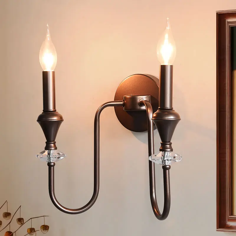 Modern Led Crystal Wall Lamp Home Bedside Wall Mount Iron Bathroom Hall Bedroom Hotel Hallway Sconce House Wall Light Fi — view 1