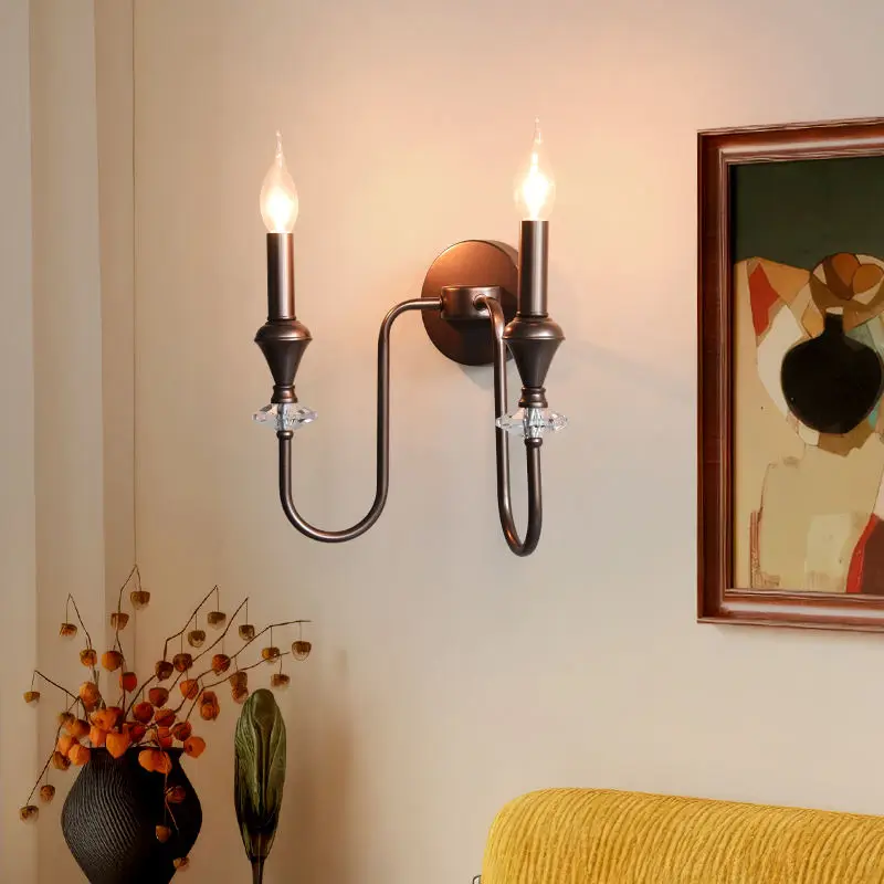 Modern Led Crystal Wall Lamp Home Bedside Wall Mount Iron Bathroom Hall Bedroom Hotel Hallway Sconce House Wall Light Fi — view 2