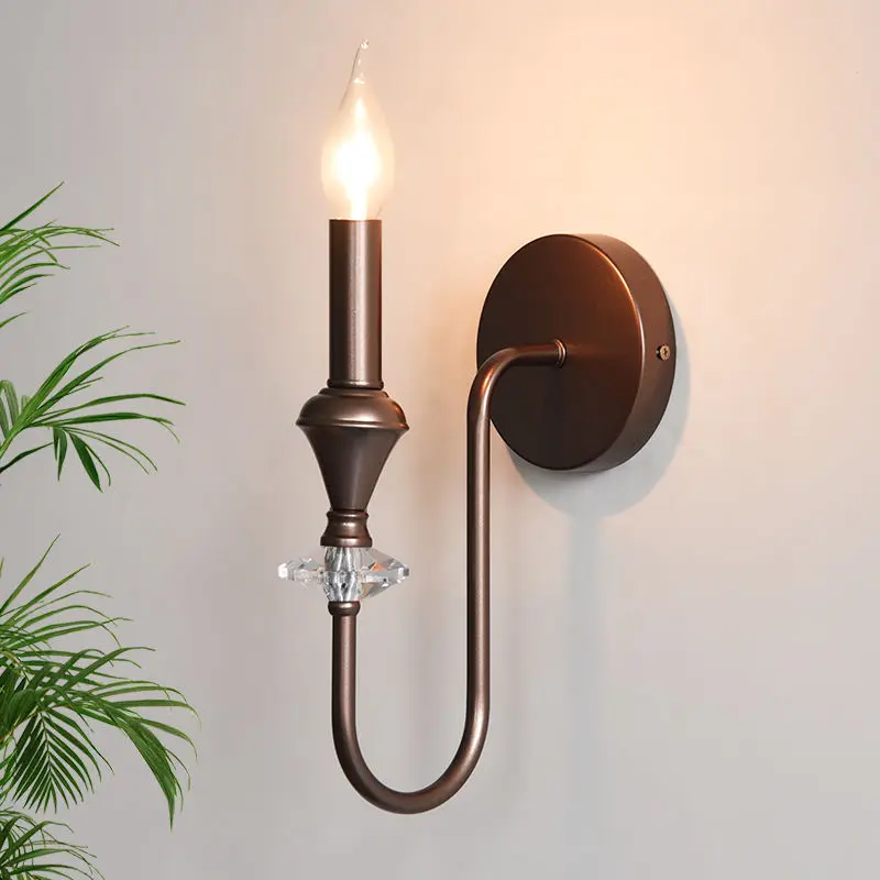 Modern Led Crystal Wall Lamp Home Bedside Wall Mount Iron Bathroom Hall Bedroom Hotel Hallway Sconce House Wall Light Fi — view 3