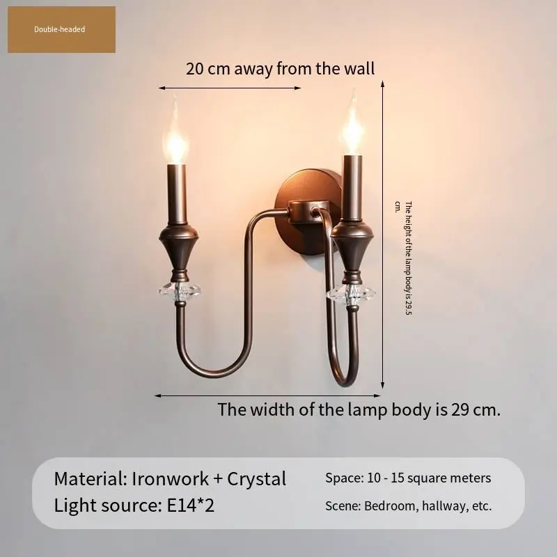 Modern Led Crystal Wall Lamp Home Bedside Wall Mount Iron Bathroom Hall Bedroom Hotel Hallway Sconce House Wall Light Fi — view 5