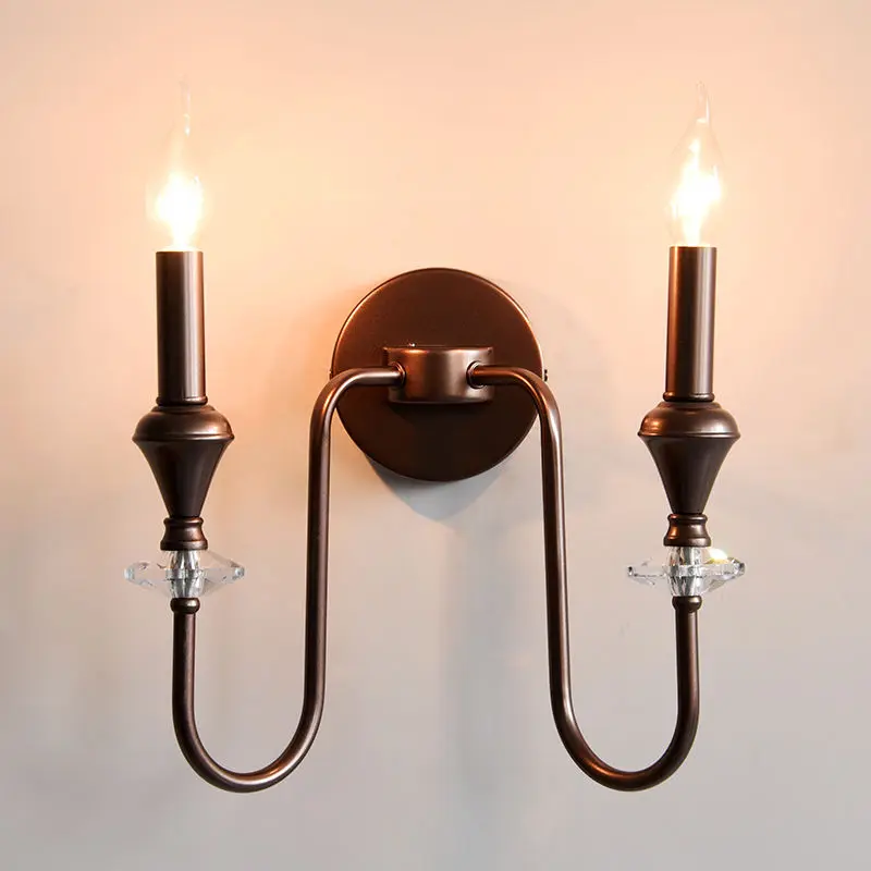 Modern Led Crystal Wall Lamp Home Bedside Wall Mount Iron Bathroom Hall Bedroom Hotel Hallway Sconce House Wall Light Fi — view 6