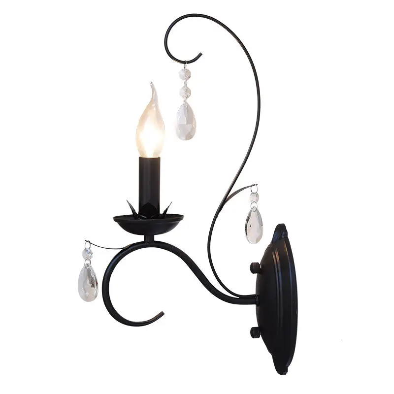 Adjustable Height Black Wrought Iron Body Ambiance Lamp Street Lamp Inspired Crystal Stair Light for Bedroom Bedside Hot — view 3