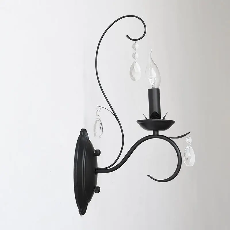 Adjustable Height Black Wrought Iron Body Ambiance Lamp Street Lamp Inspired Crystal Stair Light for Bedroom Bedside Hot — view 6