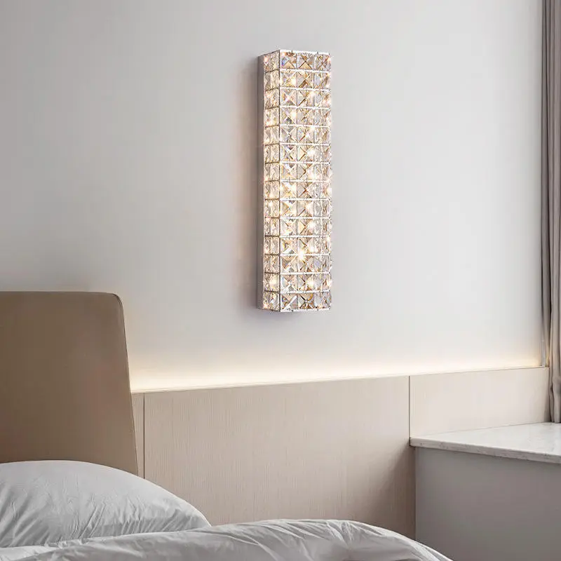 Modern Luxury Crystal Wall Lamp Simple LED Light Source for High-End Living Room Bedroom Bedside Corridor Background Wal — view 1