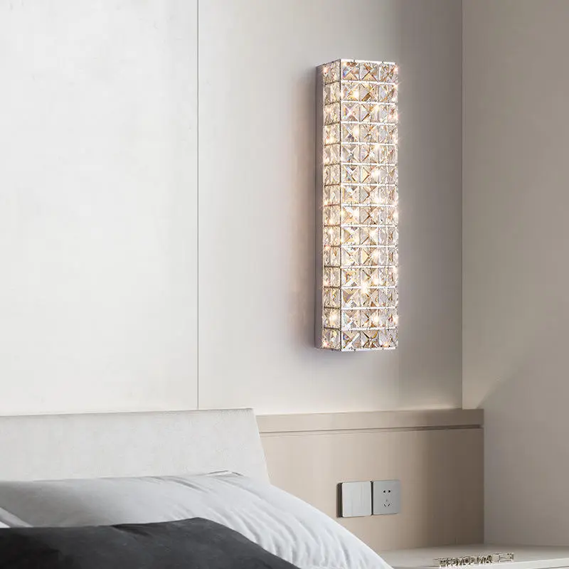 Modern Luxury Crystal Wall Lamp Simple LED Light Source for High-End Living Room Bedroom Bedside Corridor Background Wal — view 4