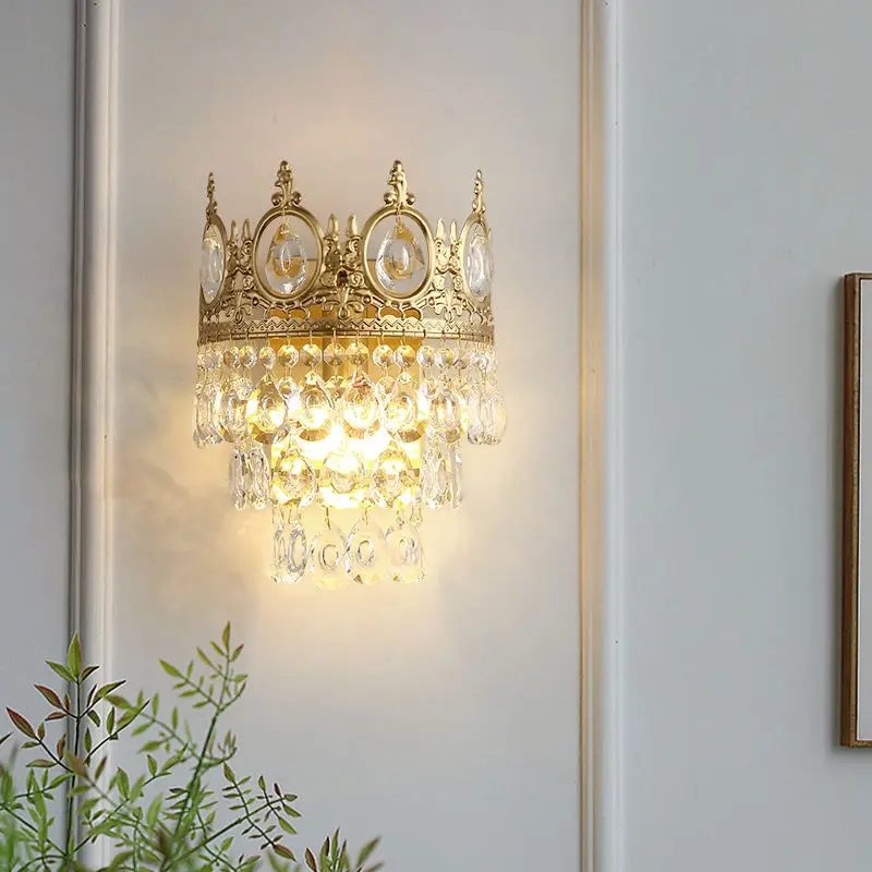 Modern Luxury LED Crystal Wall Lamp Sconce Contemporary Design Hotel Entrance Porch Bedroom Living Room Home Decor Wall — view 1
