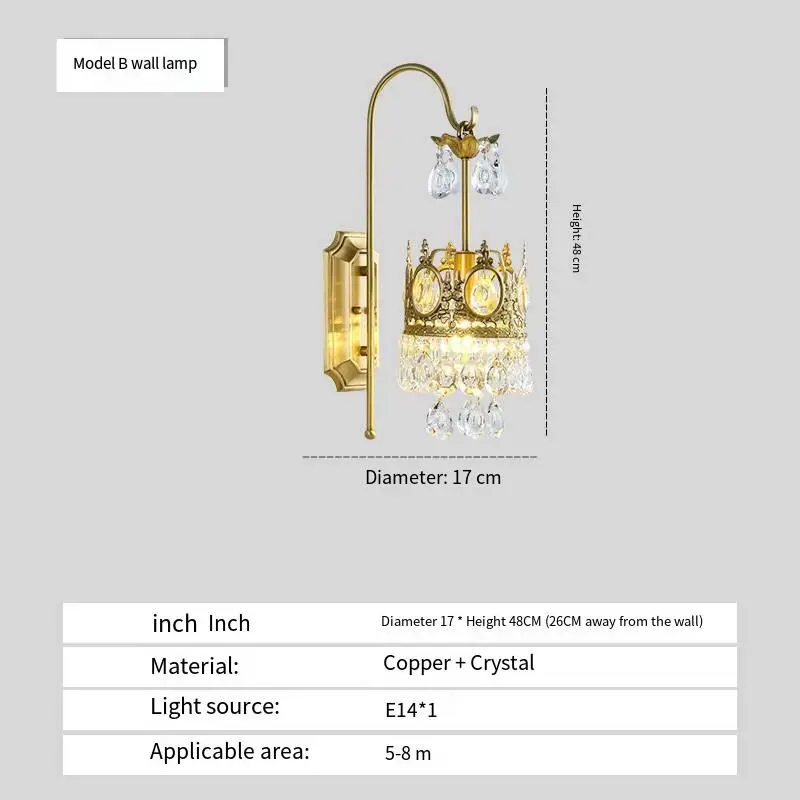Modern Luxury LED Crystal Wall Lamp Sconce Contemporary Design Dimmable Gold Shade for Hotel Entrance Porch Bedroom Livi — view 2
