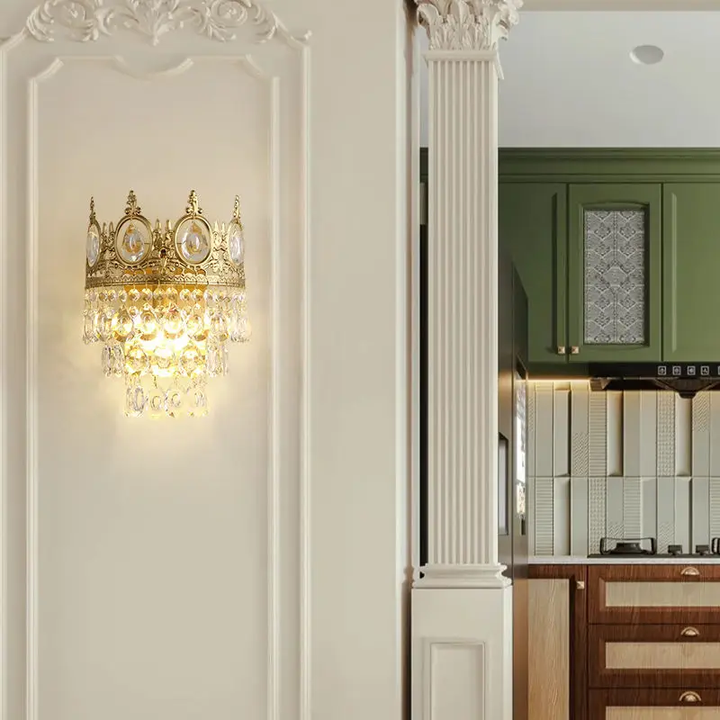 Modern Luxury LED Crystal Wall Lamp Sconce Contemporary Design Hotel Entrance Porch Bedroom Living Room Home Decor Wall — view 3