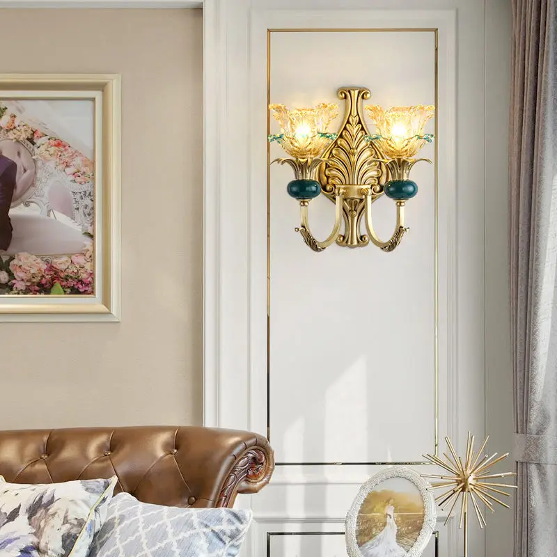 Modern Hallway Villa Hotel Hallway Luxury Wall Lamp Sconce Entrance Porch Bedside bar LED Copper Crystal Wall Light — view 3