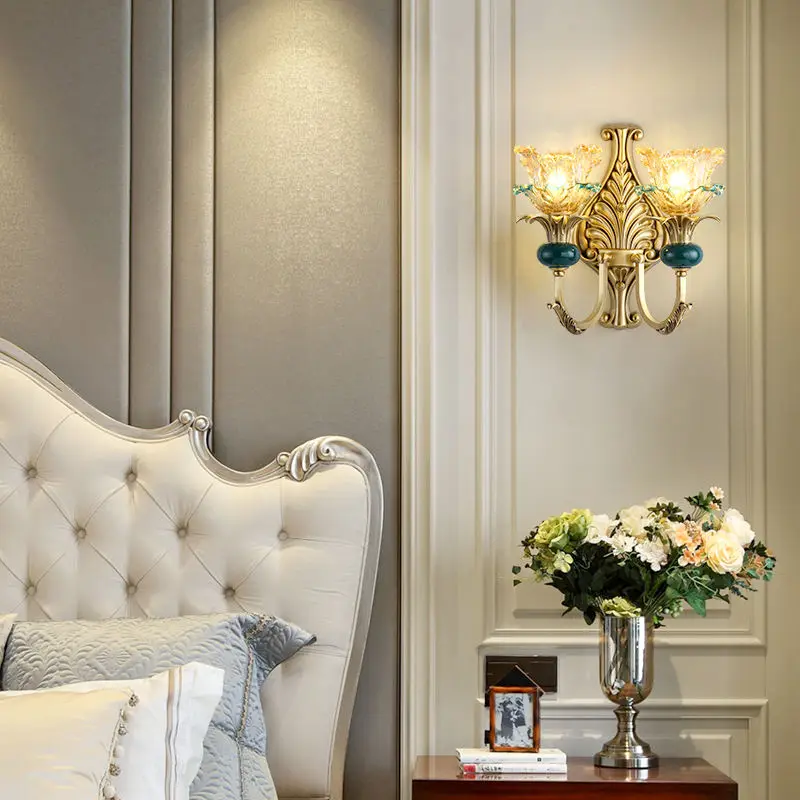 Modern Hallway Villa Hotel Hallway Luxury Wall Lamp Sconce Entrance Porch Bedside bar LED Copper Crystal Wall Light — view 6