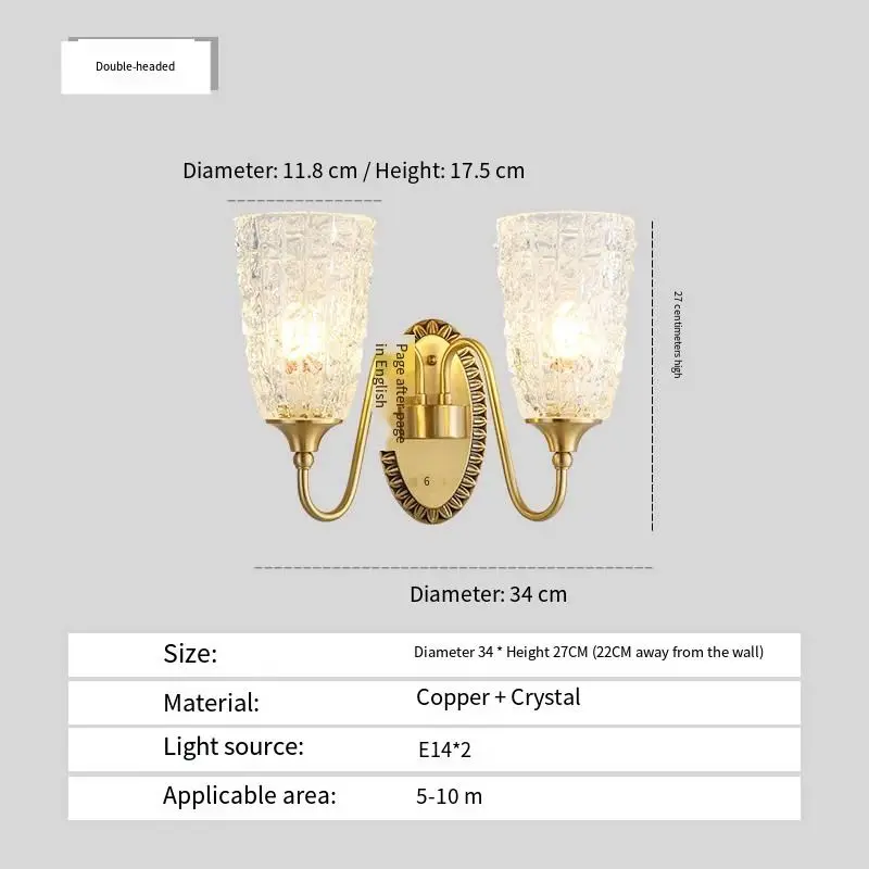 Home Decor Banquet Hall Led Wall Light Modern Luxury LED Crystal Glass Sconce Hotel Entrance Porch Bedroom Living Room W — view 6