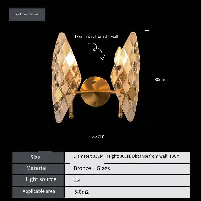 Modern Luxury LED Wall Lamp with Copper Glass Gold Entrance Porch Wall Light Dimmable for Bedroom Hotel Hallway Wall Lig — view 3