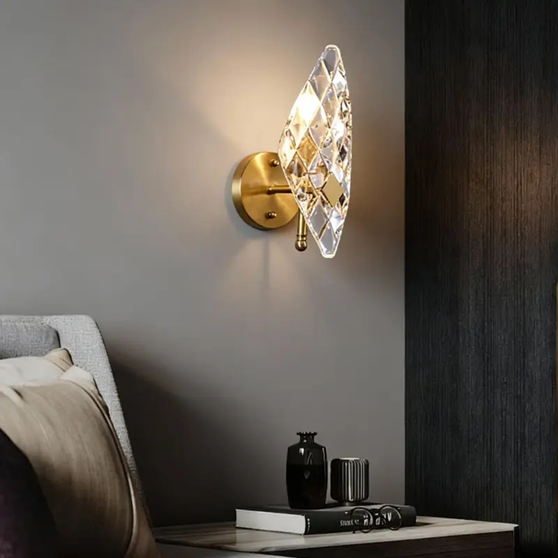 Modern Luxury LED Wall Lamp with Copper Glass Gold Entrance Porch Wall Light Dimmable for Bedroom Hotel Hallway Wall Lig — view 4