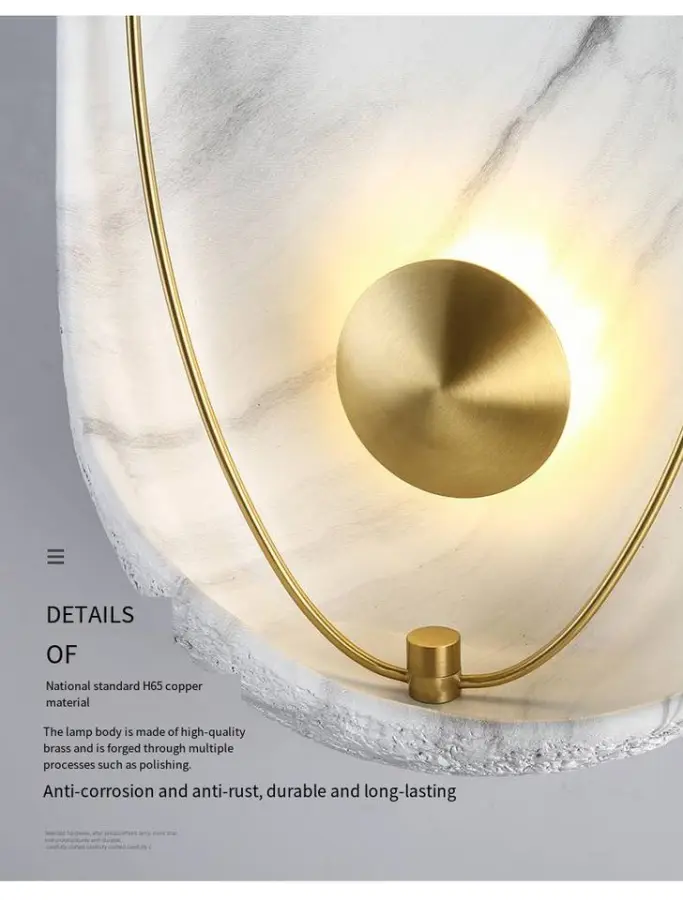 Modern Luxury LED Copper Resin Bedside Wall Lamp Sconce Hotel Entrance Hall Porch Villa Living Room Home Decor Wall Ligh — view 6