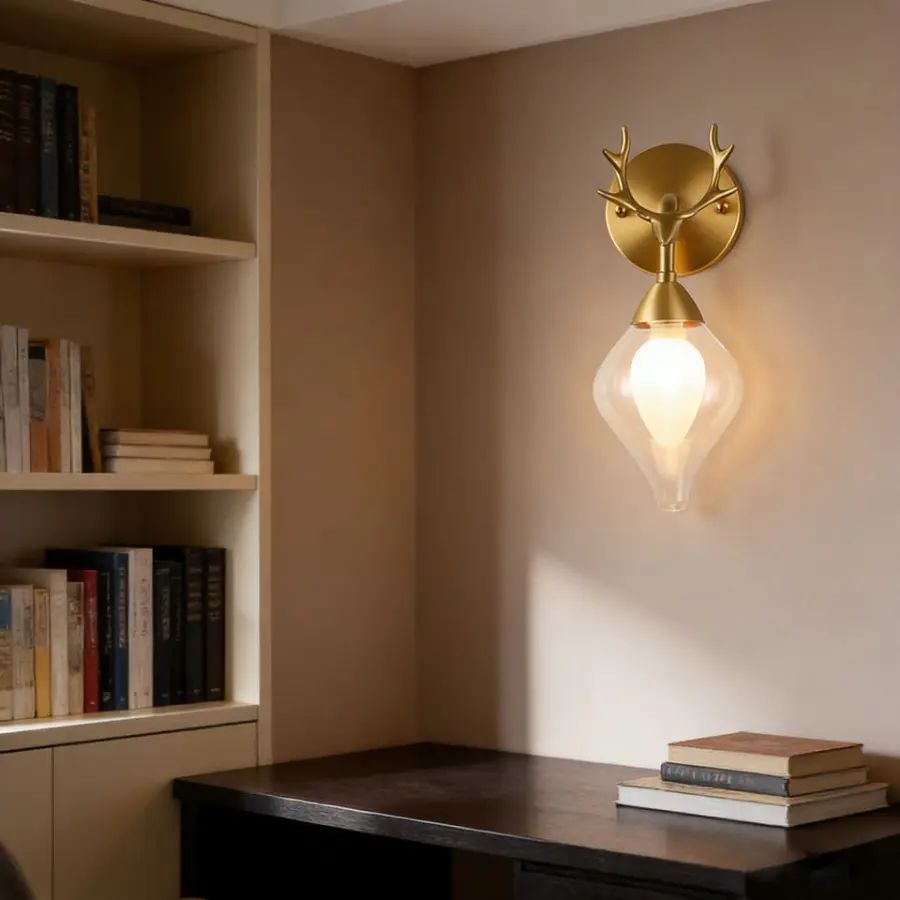 Home Hotel Entrance Porch Decor Banquet Hall Wall Light Led Modern Luxury LED Copper Glass Bedroom Living Room Wall Lamp — view 5