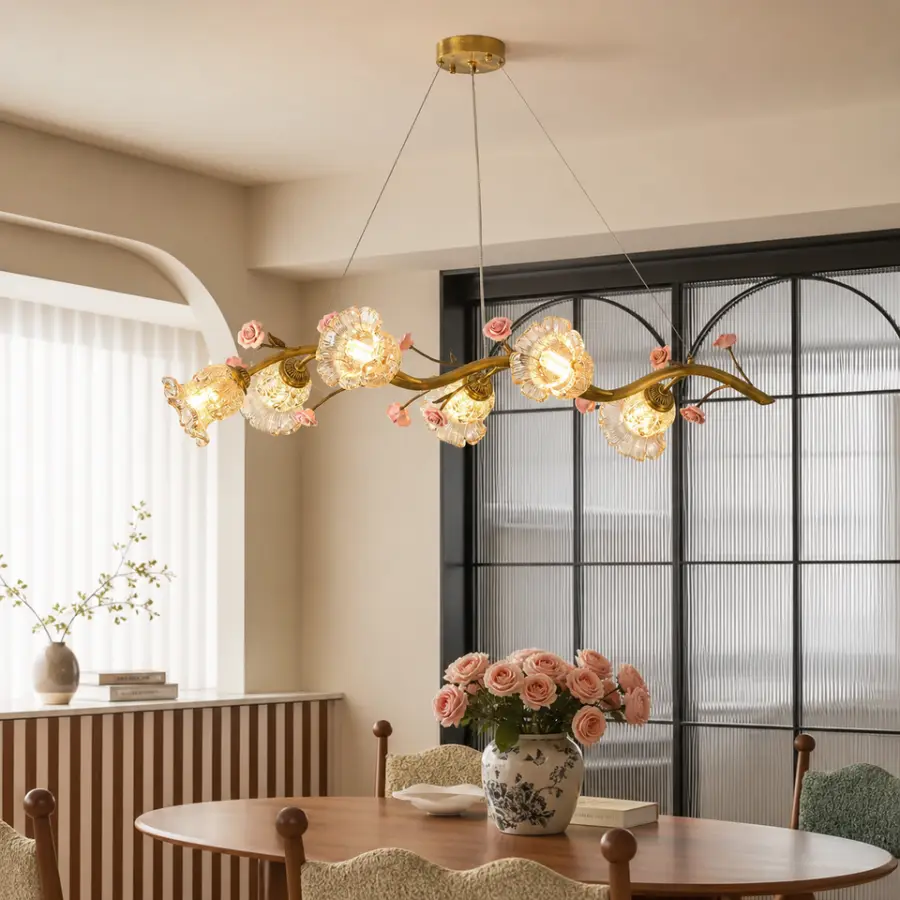 Luxury American Restaurant Furniture Decor Copper Pendant Lamp Decor bar Counter Light Hotel Chandelier Light Adjustable — view 1
