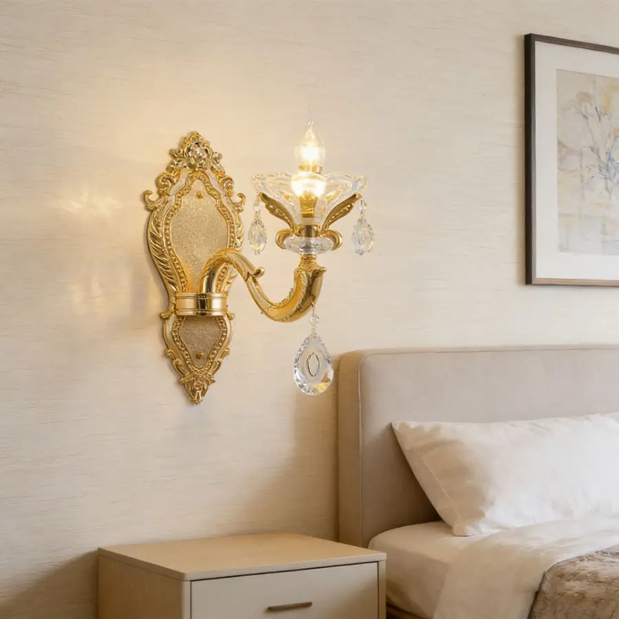 Luxury Villa Lobby Banquet Hall Wall Light Copper Crystal Ceiling Wall Lamp for Livingroom Hotel Modern Ceiling Lamp — view 1