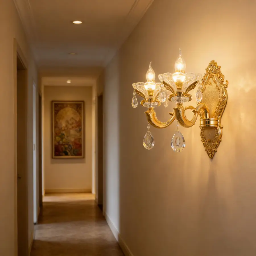 Luxury Villa Lobby Banquet Hall Wall Light Copper Crystal Ceiling Wall Lamp for Livingroom Hotel Modern Ceiling Lamp — view 3