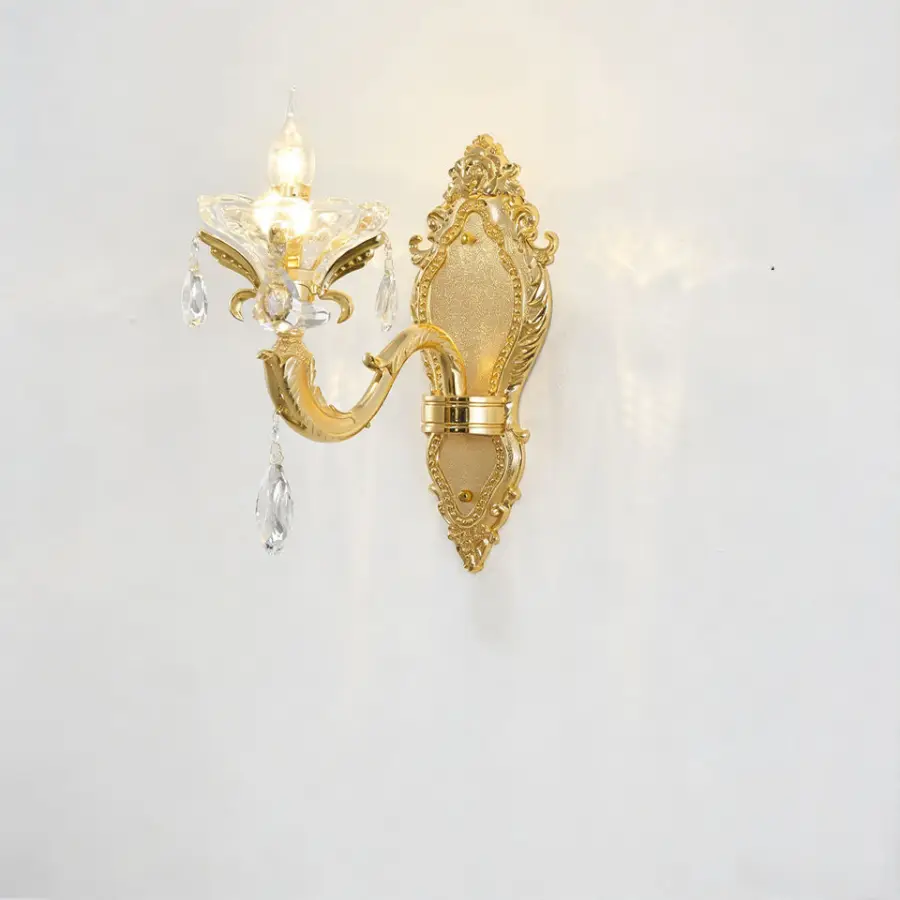 Luxury Villa Lobby Banquet Hall Wall Light Copper Crystal Ceiling Wall Lamp for Livingroom Hotel Modern Ceiling Lamp — view 4