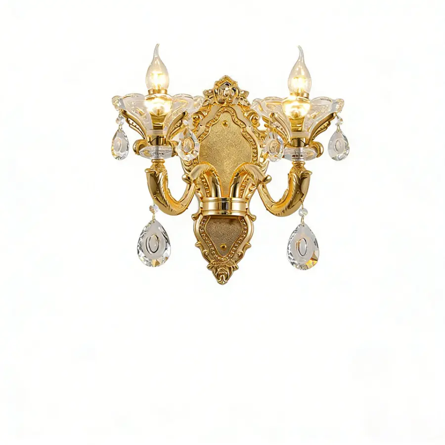 Luxury Villa Lobby Banquet Hall Wall Light Copper Crystal Ceiling Wall Lamp for Livingroom Hotel Modern Ceiling Lamp — view 5