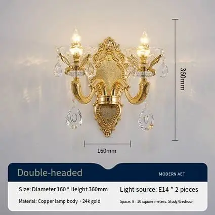 Luxury Villa Lobby Banquet Hall Wall Light Copper Crystal Ceiling Wall Lamp for Livingroom Hotel Modern Ceiling Lamp — view 6