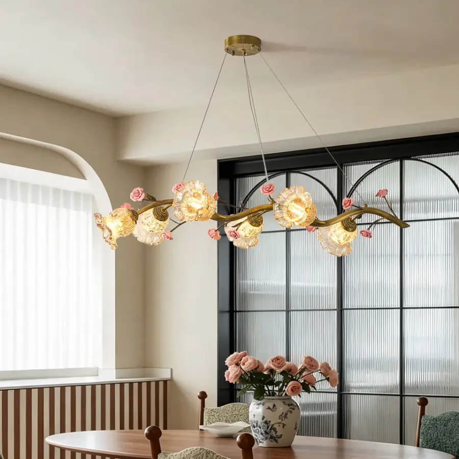 Luxury American Restaurant Furniture Decor Copper Pendant Lamp Decor bar Counter Light Hotel Chandelier Light Adjustable — view 6