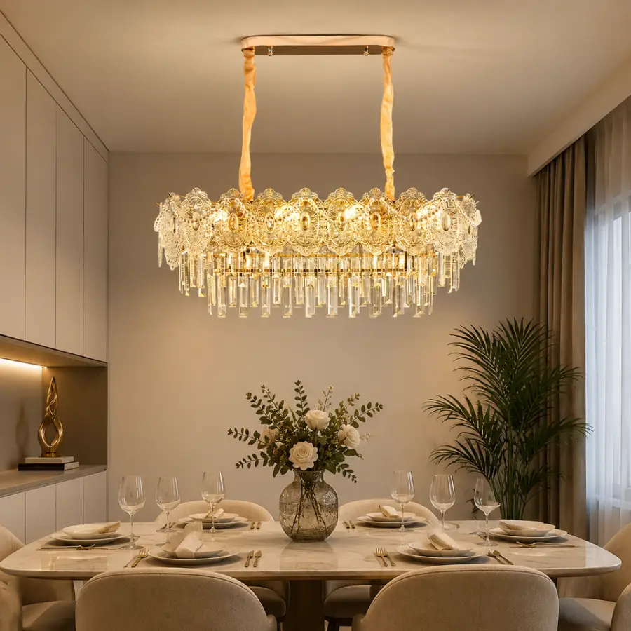 Modern Luxury Classic Crystal bar Counter Restaurant Chandelier Light Villa Living Room Hotel Adjustable Height Pendant — view 1