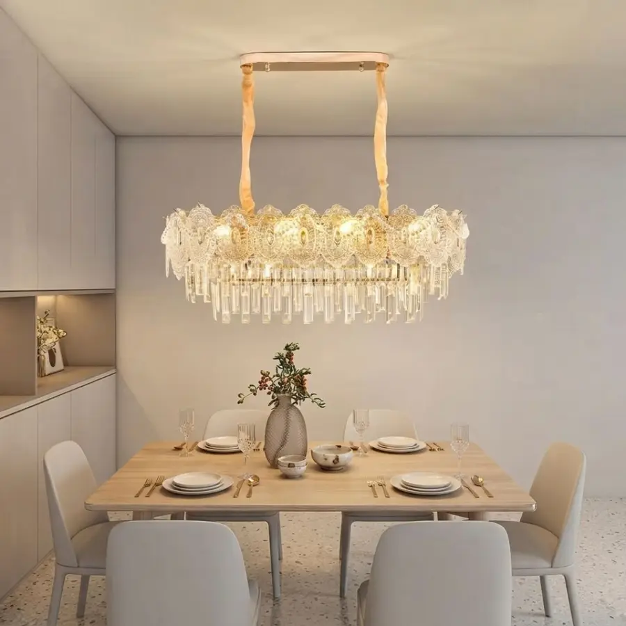 Modern Luxury Classic Crystal bar Counter Restaurant Chandelier Light Villa Living Room Hotel Adjustable Height Pendant — view 2