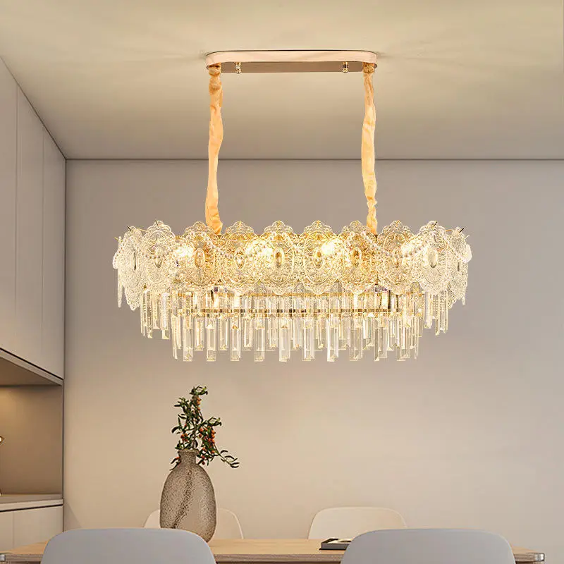 Modern Luxury Classic Crystal bar Counter Restaurant Chandelier Light Villa Living Room Hotel Adjustable Height Pendant — view 3