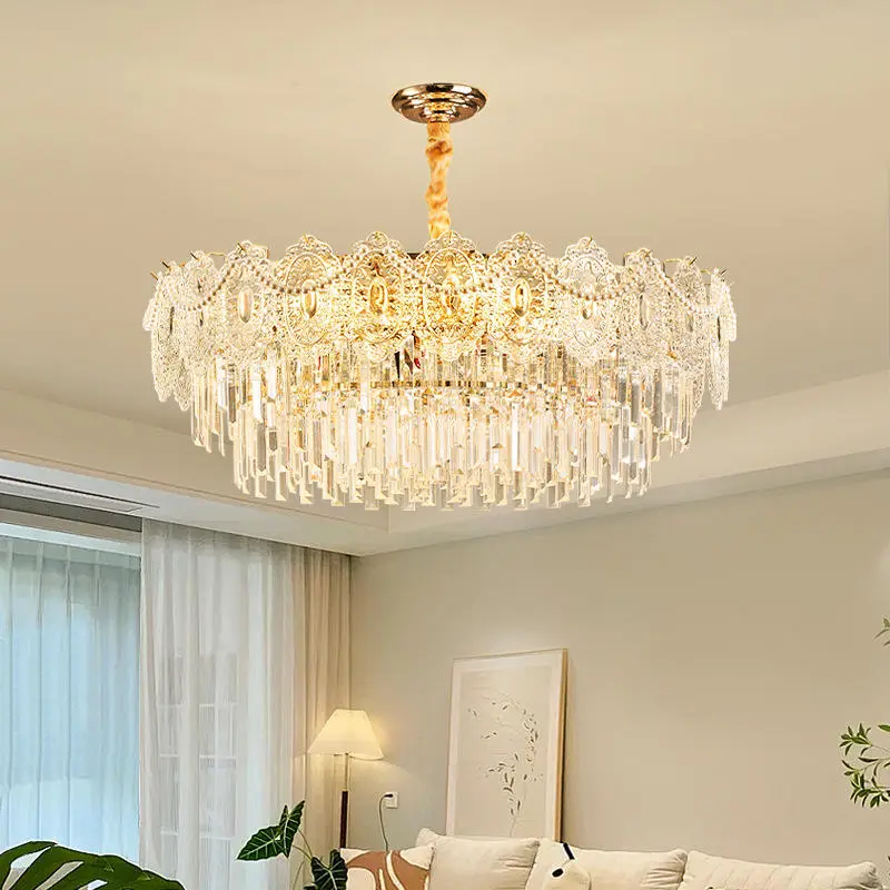 Modern Luxury Classic Crystal bar Counter Restaurant Chandelier Light Villa Living Room Hotel Adjustable Height Pendant — view 5