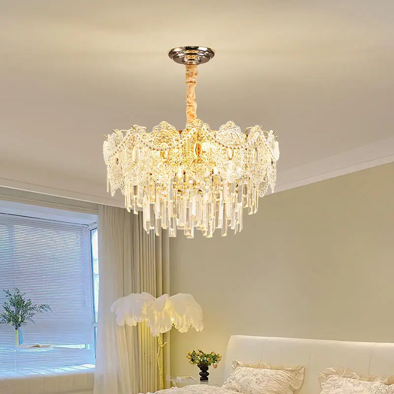 Modern Luxury Classic Crystal bar Counter Restaurant Chandelier Light Villa Living Room Hotel Adjustable Height Pendant — view 6