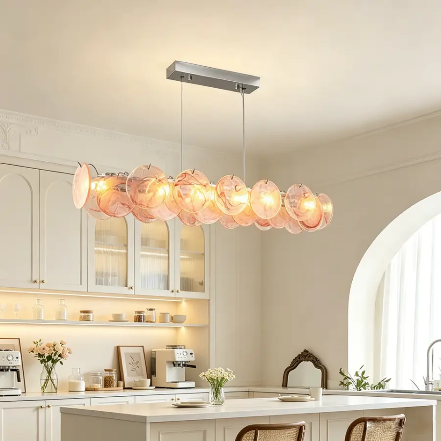 Modern French Luxury Murano Chandelier Lamp Villa Restaurant Bedroom Iron Glass Hotel bar Counter Ceiling Pendant Light — view 2