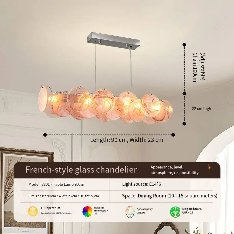 Modern French Luxury Murano Chandelier Lamp Villa Restaurant Bedroom Iron Glass Hotel bar Counter Ceiling Pendant Light — view 3