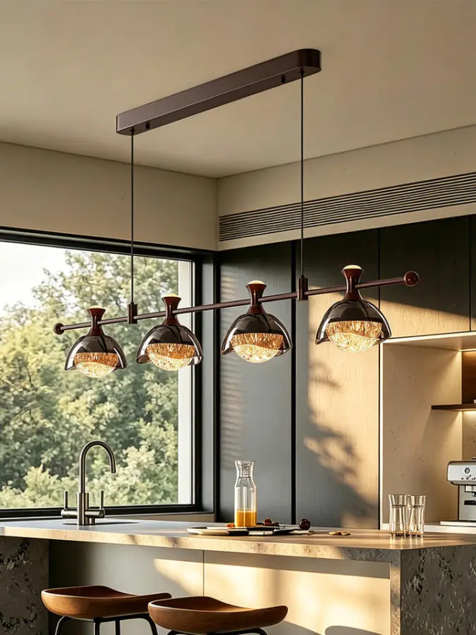 Modern Italian Long Bar Island Counter Restaurant Chandelier Villa Dining Aluminum Acrylic Glass LED Home Decor Pendant — view 6