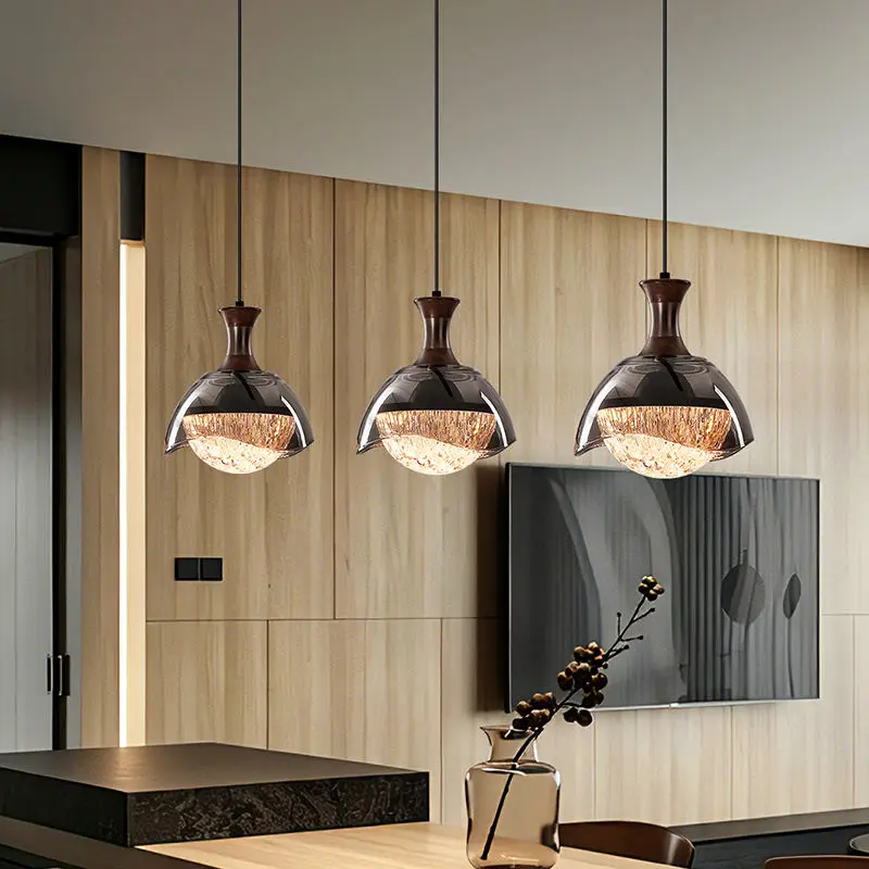 Modern Luxury bar Island Counter Desk Ceiling Pendant Lamp Villa Dining Restaurant Decor Chandelier Light Aluminum Acryl — view 2
